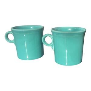 Vintage HLC FIESTA USA COFFEE CUP MUG SET 2 Mugs Light Blue Color Ceramic
